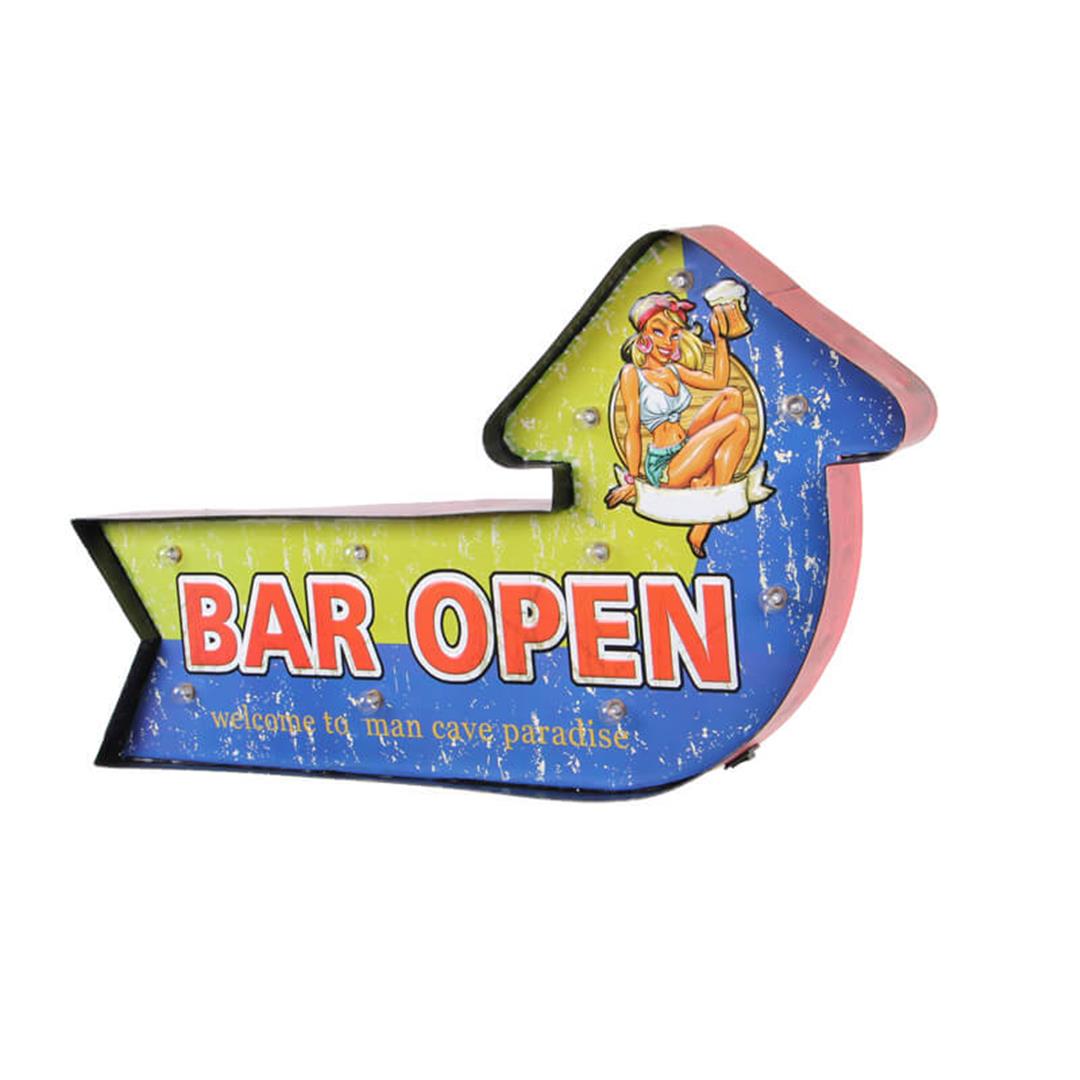 Bar Open Temalı Ledli Bar Tabelası