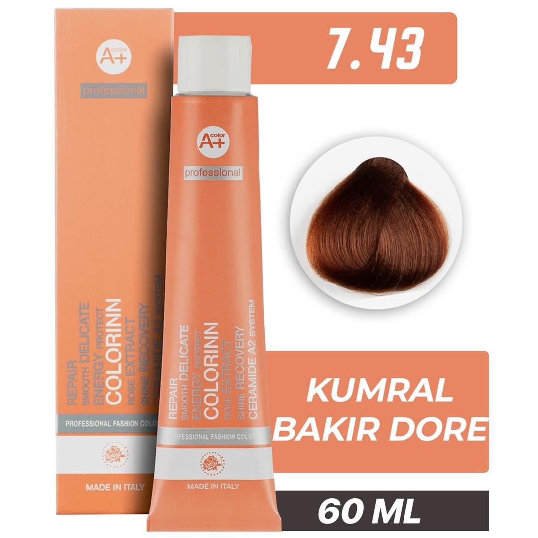 Colorinn Professional Tüp Saç Boyası 7.43 Kumral Bakır Dore 60 ml