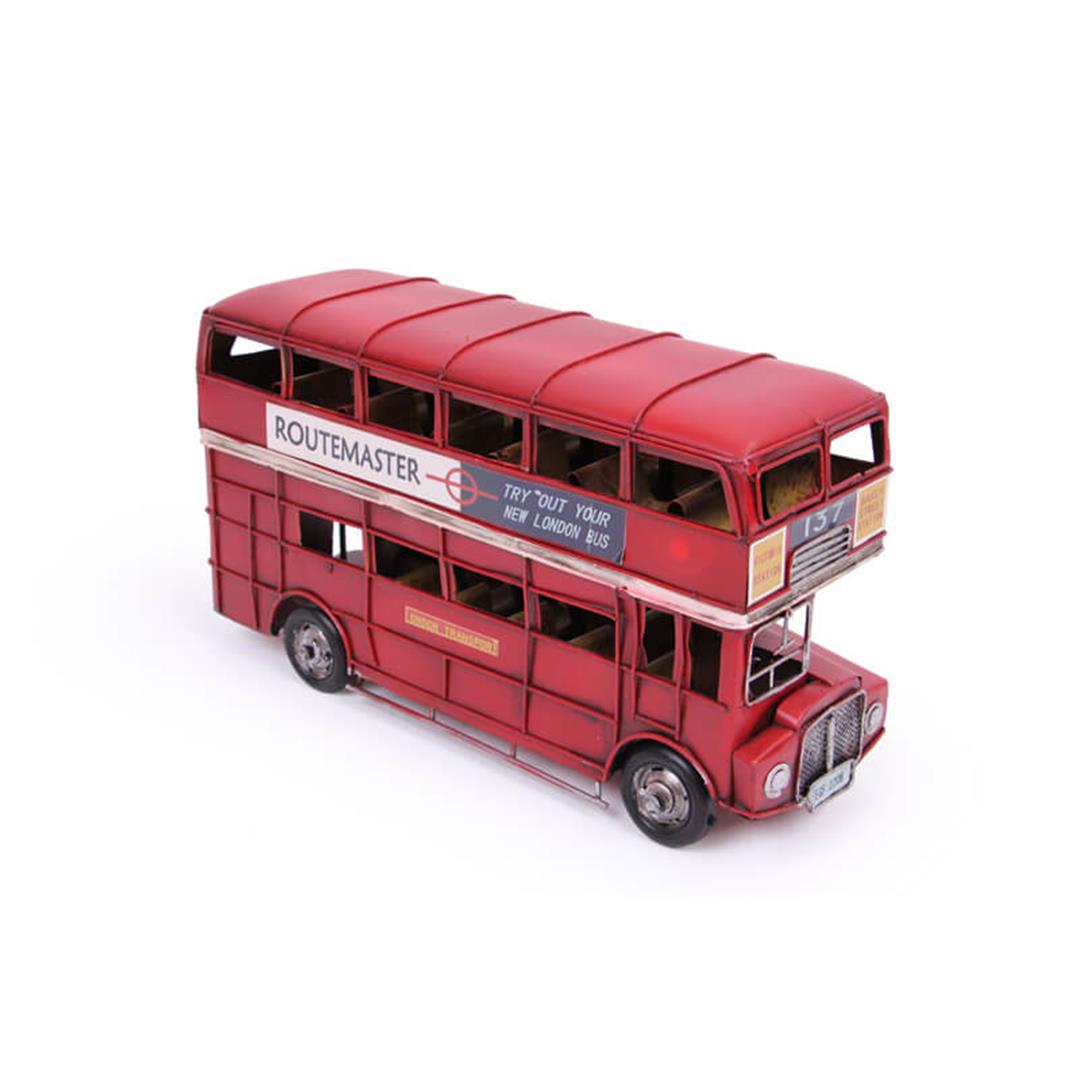 Dekoratif Metal Araba Londra Şehir Otobüsü